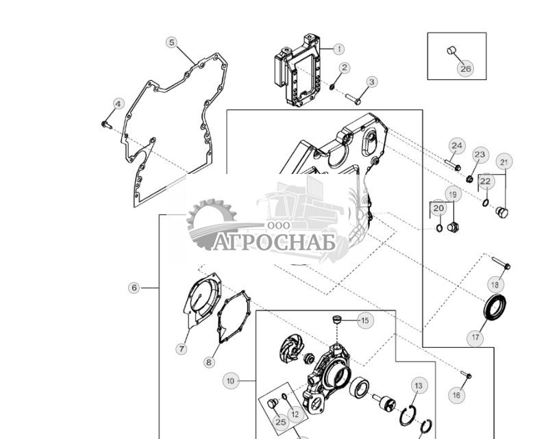 4446 Крышка распределительных шестерен и водяной насос - ST151840 88.jpg